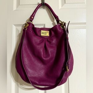 Elegant Purple Leather Hobo Bag